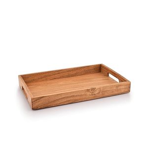 Bandeja Rectangular Moderna de Madera de Acacia con Asas con Diseño de Plantas para Mesa de Centro y Comedor, Uso Doméstico - Product Image 1