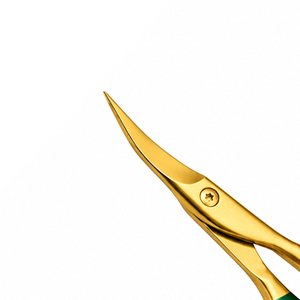 Ciseaux à cuticules durables à manche vert avec étui en PU, pointe fine, acier inoxydable, outil de manucure pour technicien professionnel des ongles, OEM - Product Image 3