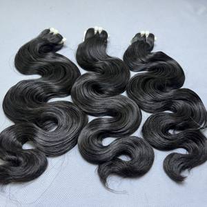 Texture chaude cuticule aligné haute qualité cheveux bruts noir corps vague génie trame Machine Double dessiné faisceau de Qhair - Product Image 2