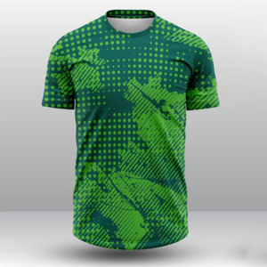 Custom Green <b>Geometric</b> Sublimated Crew Neck Short Sleeve Soccer Jersey Men's Athletic fit 100% Polyester T-<b>Shirt</b>. Bulk Supplier. - Product Image 1