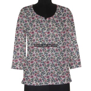 Voile indien coton robe courte à la main Designer chemise courte tunique femmes porter fente ouverte tunique fille porter décontracté Kurtis haut - Product Image 1