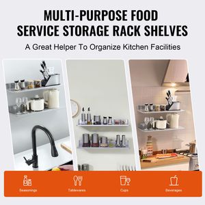 8.6\" X 30\" Commercial <b>Wall</b> <b>Mounted</b> Stainless Steel Floating <b>Shelves</b> 44 Lbs Load Capacity Heavy Duty Backsplash 44 Lbs Load - Product Image 3