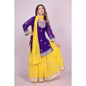 Conjunto de Traje Sharara para Fiesta de Mujer con Bordado y Lentejuelas - Product Image 1