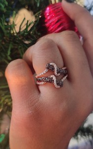 Cubic Zirconia Bow Ring 14K Solid Gold Open Adjustable Statement Ring for Women Fine Jewelry - Product Image 3