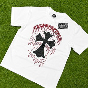 T-shirt streetwear personnalisé coupe classique pour homme, 100% coton, molleton 300g, appliqué en cuir, broderie strass, graphique OEM - Product Image 2