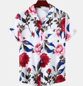 Custom Logo Floral Sublimation Print <b>Beach</b> Wear Quick Dry Cotton Polyester Turn Down Collar Short Sleeves <b>Men's</b> Hawaiian <b>Shirt</b> - Product Image 2