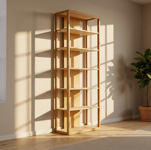 Brisa Eco-Friendly Durable Wooden Rack Made Solid Natural <b>Teak</b> Wood Scandinavian Style Open <b>Shelf</b> Home Decor Commercial Interior - Product Image 4