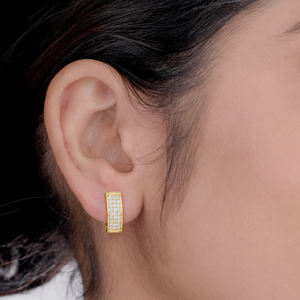 Lab Grown Diamond 18K <b>Solid</b> Gold V Shaped <b>Hoop</b> <b>Earrings</b> Round Cut Pave Diamond Huggie <b>Earrings</b> DEF VVS Fine Jewelry for Women - Product Image 2