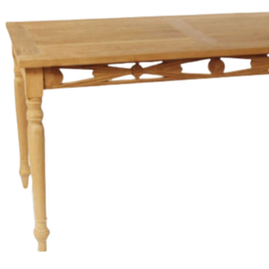 Table de salle à manger ou de jardin en teck avec des pieds tournés élégants et un design sculpté décoratif. - Product Image 3