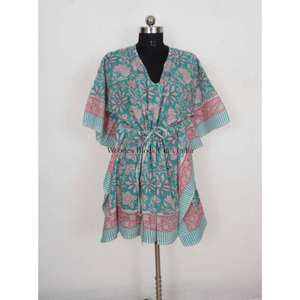 Nouvelle robe kaftan en coton léger à fleurs pour femmes, style bohème, confortable pour tous les jours - Product Image 3