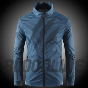 Veste softshell à manches longues pour homme, coupe-vent, vêtements de sport d'extérieur, séchage rapide, toutes saisons, bleu et blanc - Product Image 5