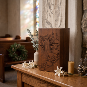 Handcrafted Wooden Urn <b>Box</b> Engraved <b>Memorial</b> Keepsake Cremation Urn American Style for Home Remembrance - Product Image 2