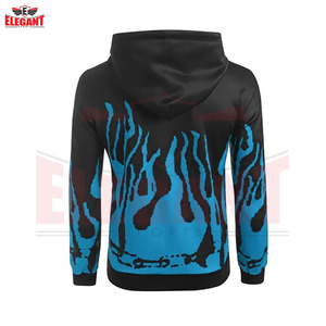 OEM High Quality <b>Men</b> <b>Black</b> and Blue Graphic Custom Full Sublimation Flame Print Street Wear Pullover Style Sublimation <b>Hoodies</b> - Product Image 4