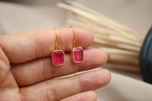 Boucles d'oreilles vintage en argent sterling 925 avec rubis, bijoux artisanaux en pierres précieuses, cadeau élégant pour elle, fête des mères, anniversaire - Product Image 6