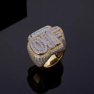 Sterling <b>Mens</b> Hip Hop Gold <b>Ring</b> With Moissanite Diamond Finger <b>Ring</b> Best Rapper Jewelry Collection - Product Image 1