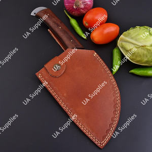 Cuchillo de carnicero serbio UA Supplies de 7 pulgadas, forjado a mano, de acero al carbono de espiga completa, ambidiestro, con mango de palisandro natural. - Product Image 3