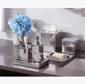Wholesale Eco-Friendly Chrome Plated Metal <b>Toothbrush</b> <b>Holder</b> Cylinder Tumbler Stand Bathroom Vanity Accessory for Hotels - Product Image 2