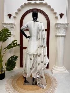 Women's White Floral Embroidered Kurta Pant Dupatta Set Designer Ethnic Salwar Suit Traditional Indian Festive Party Wear - Product Image 6
