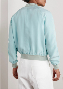 Veste bomber coupe-vent pour homme, couleur unie, col rabattable, fermeture à boutons, vêtement décontracté pour l'automne, longueur normale, 100% polyester - Product Image 6