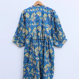 Beautiful floral Cotton Block Printed dress Dress For Casual wear Hand Block Printed Dress - Product Image 3