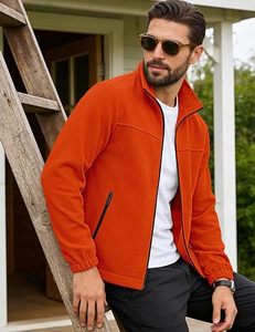 Men's Full Zip Fleece Jacket Stand Collar Polar Outerwear <b>Lightweight</b> Warm Casual Winter <b>Coat</b> - Product Image 5