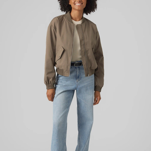 Women's Cropped Bomber <b>Jacket</b> Fashion <b>Zip</b> <b>Up</b> Casual Outerwear Unbranded Custom OEM ODM Manufacturer - Product Image 4