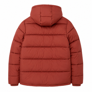 Men's Hooded Puffer Jacket Solid Color <b>Thick</b> Polyester <b>Winter</b> Casual <b>Coat</b> With Button Closure Regular Fit Windproof Wholesale - Product Image 3
