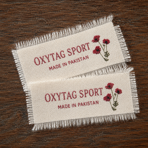ป้ายผ้าปักลาย Oxytag Sport รูปทรงสี่เหลี่ยมผืนผ้า ผลิตในปากีสถาน รับผลิตตามสั่ง ขายส่ง ราคาถูก รับผลิตแบบ OEM - Product Image 5