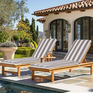 Set 2 pezzi da esterno grigio/bianco a righe Lounge Chair cuscino di ricambio per mobili da giardino cuscini esterni cuscini - Product Image 2