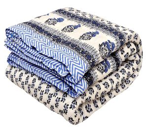 400 TC Pure Cotton Jaipuri Floral Pattern Bed <b>Quilt</b> <b>Single</b> Bed 85x55 Inches Soft & Cozy All-Season Lightweight - Product Image 4
