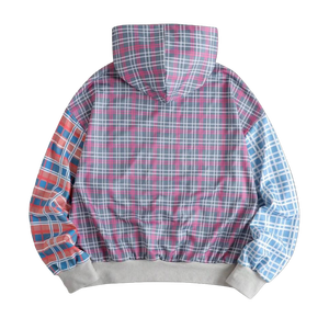Sweat-shirt à capuche zippé personnalisé à carreaux colorés pour homme, style Y2K vintage streetwear, coupe oversize, en molleton, veste à carreaux hip-hop - Product Image 2