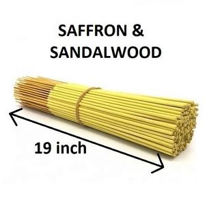 Varillas de incienso de 19 pulgadas, varitas de incienso orgánico de azafrán y sándalo en la India al mejor precio (amarillo) - Product Image 1