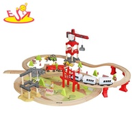 Vente chaude Éducatif DIY Jouet Électrique En Bois Train Piste Ensemble Pour Enfants W04C255