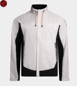 Veste de course coupe-vent en PU pour homme, col montant, fermeture éclair, blocs de couleur, manteau sportif d'automne, coupe régulière, en polyester, imperméable - Product Image 1