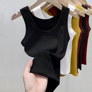 เสื้อกล้ามผู้หญิง คอโอ ทรงเข้ารูป ผ้าริบ ระบายอากาศดี เป็นมิตรกับสิ่งแวดล้อม ผ้าซาตินถัก ไร้แขน ความยาวปกติ ผ้าฝ้ายด้านหน้า - Product Image 2