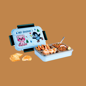 Premium 3 compartment insulated lunch <b>box</b> with stainless steel trays airtight food <b>container</b> for school use - Product Image 5