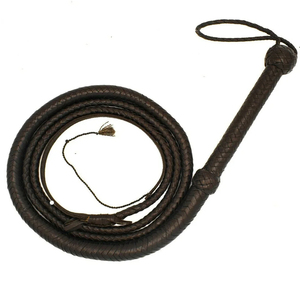 Fouet en caoutchouc noir et acier inoxydable avec cordon rouge et poignée texturée pour l'entraînement équestre - Product Image 2