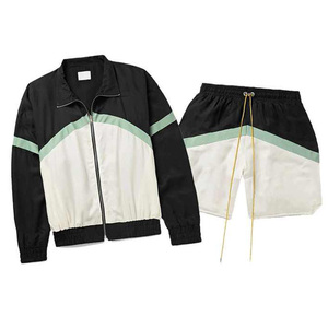 Unisex Color Blocking Tracksuit Set Full Sleeve Hooded Drawstring Closure Breathable Lightweight Polyester/Nylon Sporty Autumn - Product Image 1