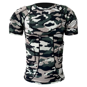 Men's <b>Padded</b> Compression Shirt Short Sleeve Crew <b>Neck</b> Moisture Wicking Breathable Quick Dry American Football Protective Jersey - Product Image 4