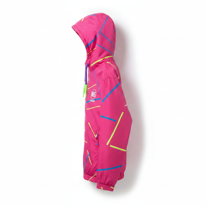 Custom Retro <b>Pink</b> Neon Geometric Print Hooded Windbreaker <b>Jacket</b> Men Women Lightweight <b>Waterproof</b> Outdoor Streetwear Tracksuit - Product Image 1