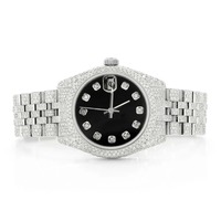 Montre de luxe personnalisée, cadran noir à points, diamants Moissanite, quartz, classique, mode, 10 bars de résistance à l'eau, édition limitée, acier inoxydable