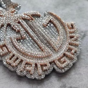 IGI Certified Fine Jewelry Rose Gold Plated Pendant 9S925 <b>Silver</b> Diamond Pendant Brilliant Cut Diamond Men's Pendants & <b>Charms</b> - Product Image 4