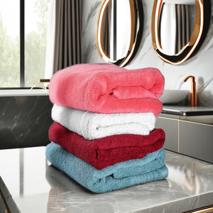 Serviette de bain 100% coton éponge en provenance d'Inde, motif uni multicolore, serviette super absorbante pour adultes, logo personnalisé - Product Image 1