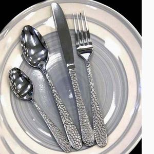 Classique Restaurant Hôtel Couverts Fourchette Cuillère De Luxe Restaurant Haute Ruban Miroir Poli Martelé Poignée Couverts Ensemble - Product Image 1