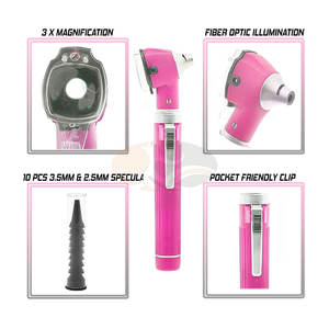 Otoscopio de Bolsillo de Acero Inoxidable con Fibra Óptica, Color Rosa, Portátil, con Iluminación LED Brillante, Compacto, para Diagnóstico Médico - Product Image 2