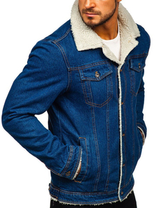Hot Sales Men's High Quality Winter Design Varsity <b>Jacket</b> Fur Lined <b>Denim</b> <b>Jackets</b> With Fleece Fur Made Thicker Coat Street Style - Product Image 3