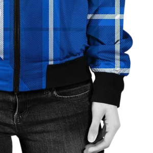 Veste pour homme, veste bomber varsity à lettres grecques, bleu à carreaux, brodée, style universitaire, hiver - Product Image 6