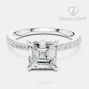 Bague en diamant de laboratoire taille Asscher 1,42 carat certifiée IGI, or blanc 14 carats, couleur F+, clarté VS+, pour fiançailles, anniversaire, ou cadeau - Product Image 1
