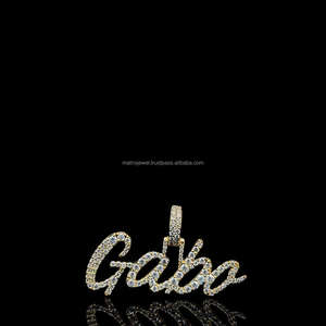 Joyería de Hip Hop, cepillo personalizado, letra cursiva, chapado en oro, nombre, COLLAR COLGANTE, cadena de diamante personalizada - Product Image 2