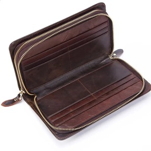 Pochette de voyage élégante en cuir véritable de qualité supérieure, unisexe, marron, avec plusieurs emplacements pour cartes, compartiment zippé pour téléphone, blocage RFID - Product Image 4